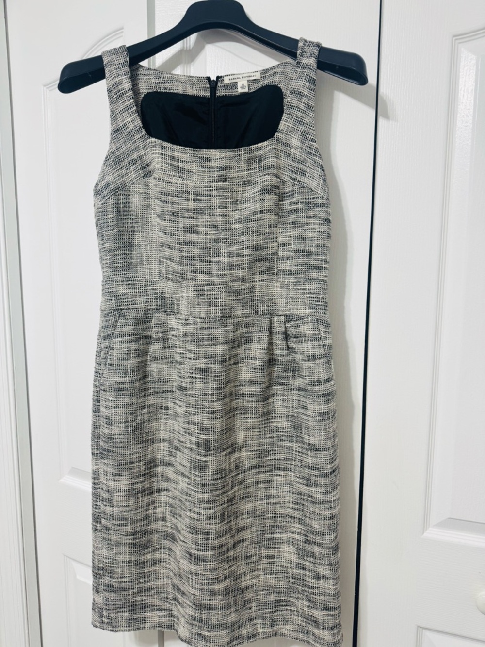 Banana Republic Black and Cream Tweed Midi Dress